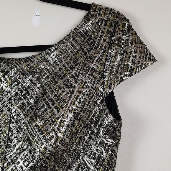 Shoshanna Classically Elegant Metallic Cap Sleeve Bethany Dress Size 8 - Picture 4 of 12